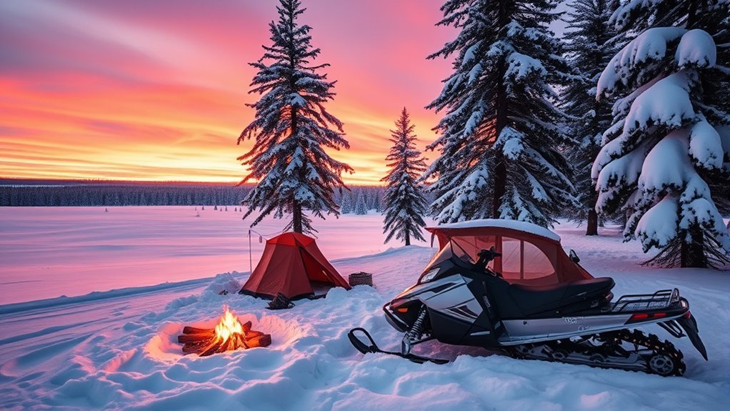 snowmobile adventure camping experience