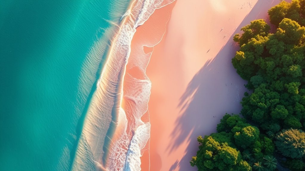 stunning pink sand shoreline